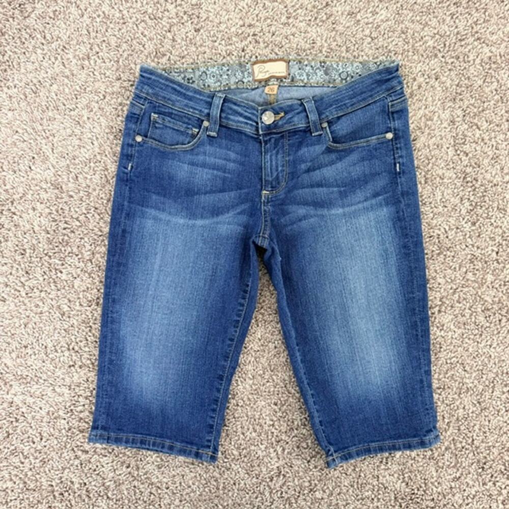 Paige Canyon Short Blue Jeans Bermuda Wash Out Classic Women's 26 - Picture 13 of 13